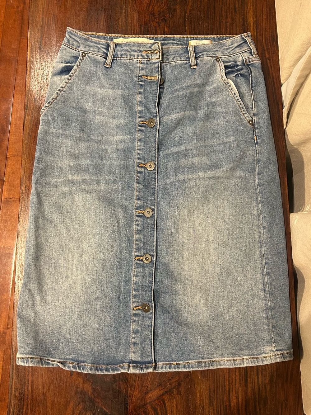 Pilcro Light Blue Button-Front Denim Midi Skirt